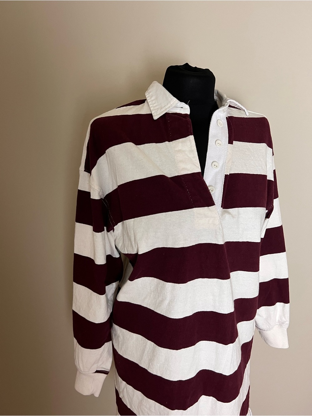 Old Navy Maroon and White Rugby Dress